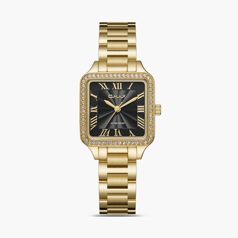 OMAX ساعة أنالوج ذهبية للنساء - Image 1